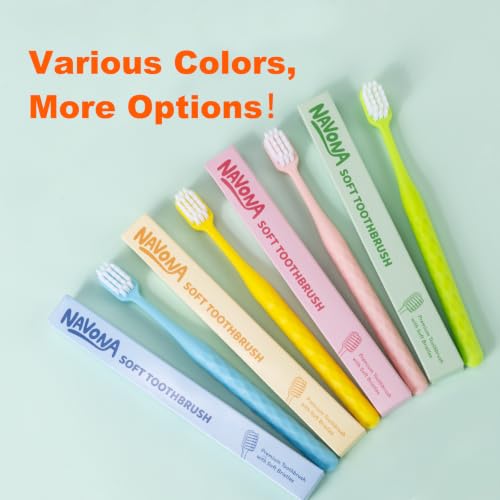 Navona 12 Pack Extra Soft Adult Toothbrushes - Soft Micro Tapered Bristle, Wide Head, Non-Slip Handle, Individually Wrapped - 12p-C Variation