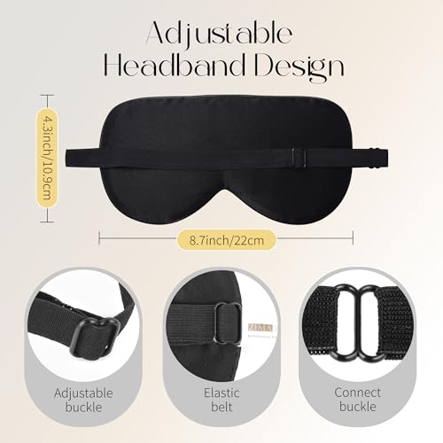 ZIMASILK Adjustable 100% Mulberry Silk Eye Mask for Sleep