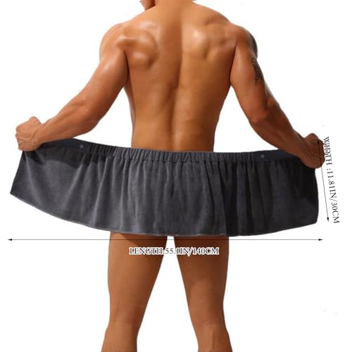 Men's Adjustable Microfiber Bath Towel Wrap - Soft, Lightweight, 55.1"