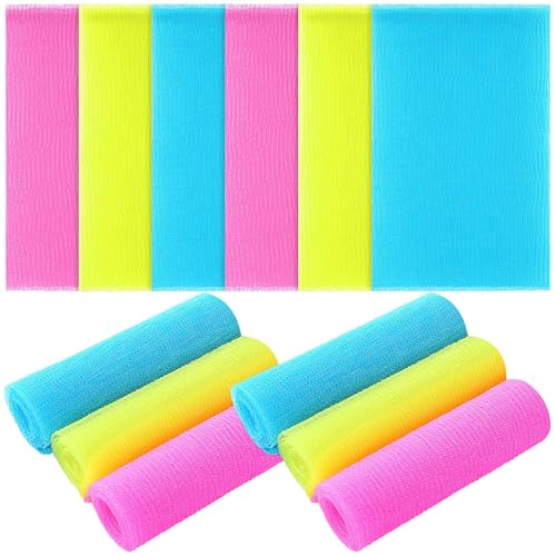 12-Pack African Exfoliating Bath Net Towel - 36-Inch Long Body Scrubber