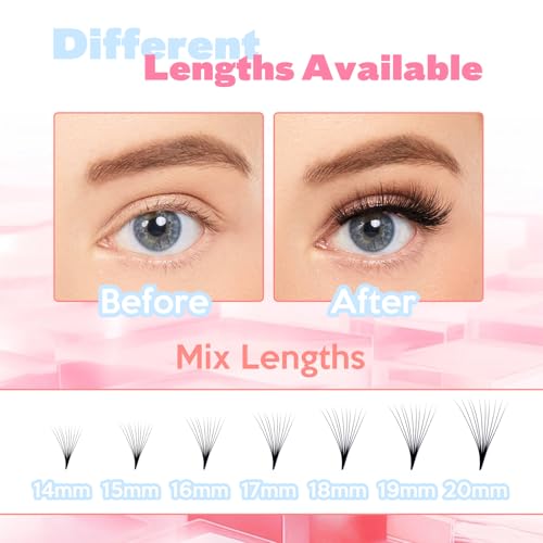 FADLASH 600pcs Premade Volume Fans Wispy Lash Extensions 10D 0.07D 14-20mm