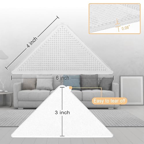 Non-Slip Rug Pads - 8 Clear Anti-Slip Grippers for Rugs