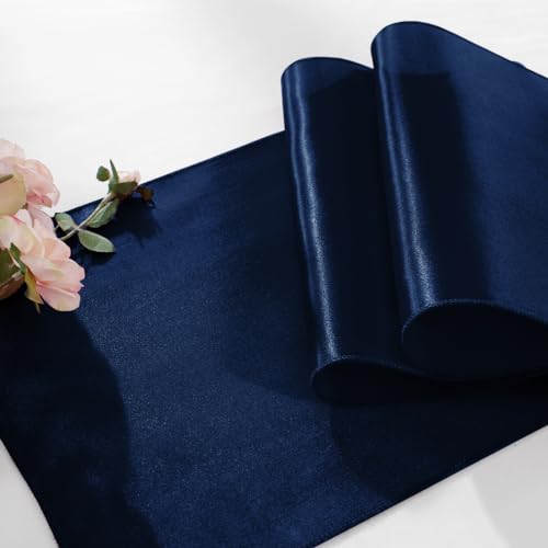 Navy Blue Satin Table Runner 12" x 108" - 6 Pack for Weddings & Parties