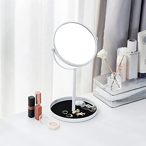 Ettori Dual-Sided Makeup Mirror with 1X/5X Magnification - 360 Swivel Tabletop Design