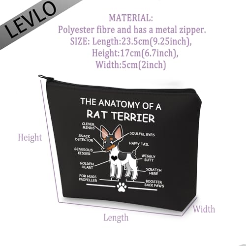 Rat Terrier Anatomy Cosmetic Bag - Funny Dog Lover Travel Toiletry Pouch