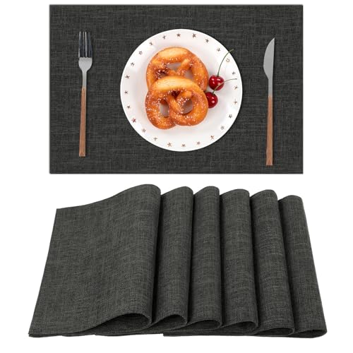 SHACOS Washable Cotton Linen Placemats Set of 4 - 12x18 inches