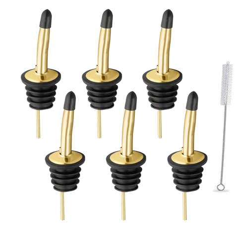 WAFJAMF 6-Pack Stainless Steel Liquor Pour Spouts with Dust Caps