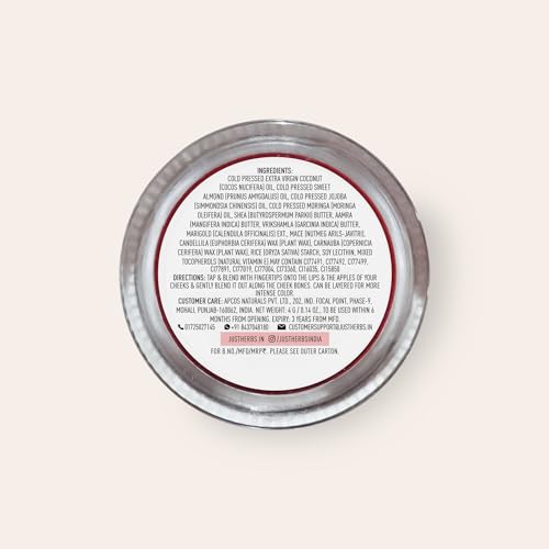 Just Herbs 3-in-1 Creamy Matte Lip & Cheek Tint - Peachy Coral