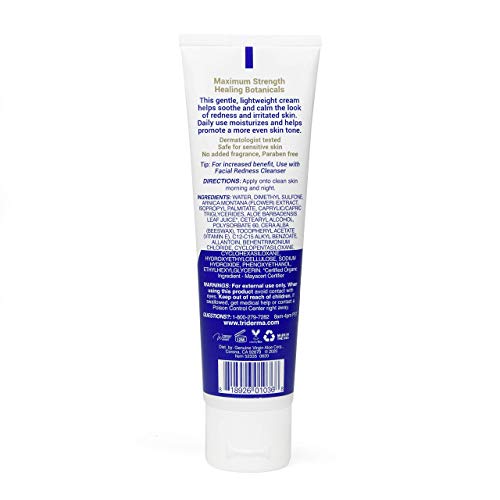 TriDerma Facial Redness Relief Cream 3.3 Ounce - Soothing Hydration