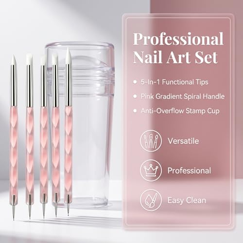 French Tip Nail Stamp Kit - 7 Pcs Silicone Tool Set for DIY Manicure