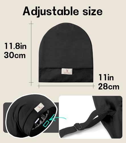 SECZIPE Mulberry Silk Sleep Bonnet - Adjustable Hair Protection Cap