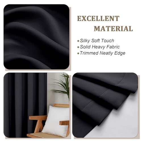 Lecloud Blackout Curtains 63 Inch Length, 2 Panels Set, Thermal Insulated Drapes for Bedroom & Living Room