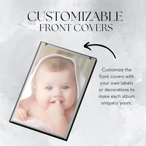 Performore 4x6 Photo Album - 2 Pack Small Black Albums with Customizable Cover