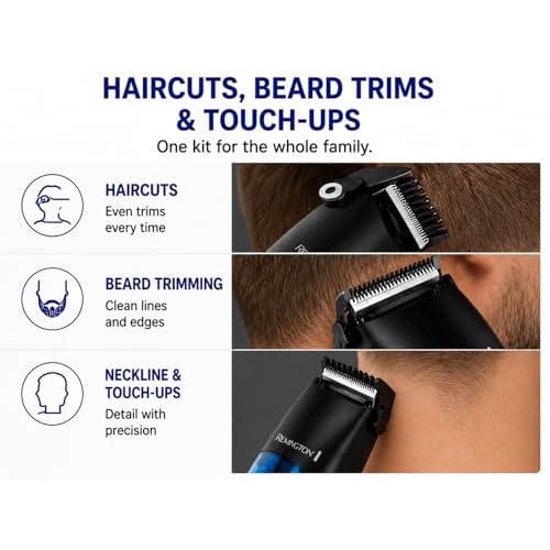 Remington Vacuum Hair Clippers for Men, Mess-Free Haircut & Beard Trimmer Kit with Hair Collection Chamber, Dual Motor Power, 18-Piece Grooming Set