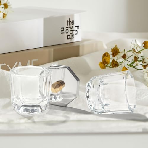 2-Pack Crystal Glass Dappen Dishes with Stainless Steel Lids