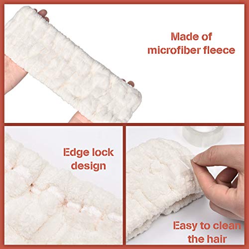 Chuangdi 3 Pcs Facial Makeup Headband, Pink, Milky-white, Dark Grey