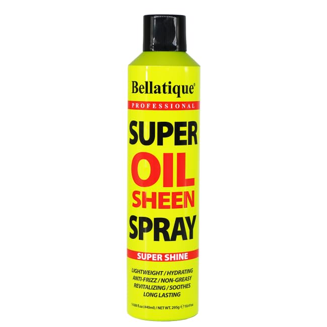 BELLATIQUE Super Oil Sheen Spray - Lightweight Hydrating Hair Shine, 14.88 oz
