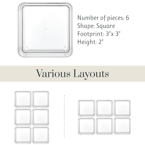 STORi 6-Piece Stackable Clear Drawer Organizer Set - 3" Square Trays for Makeup & Office Storage