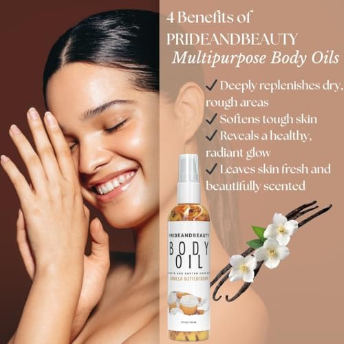 PrideandBeauty Vanilla After Shower Oil - Hydrating Body Oil, 4 oz