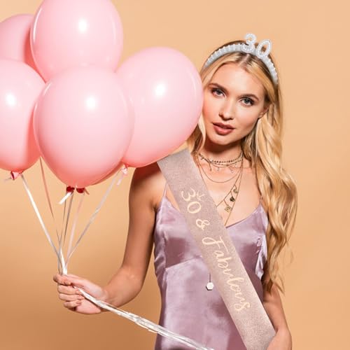 30th Birthday Headband, Sash & Pearl Pin Set - Party Decorations for Her