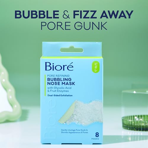 Bioré Pore Refining Bubbling Nose Mask with Glycolic Acid, 8 Ct