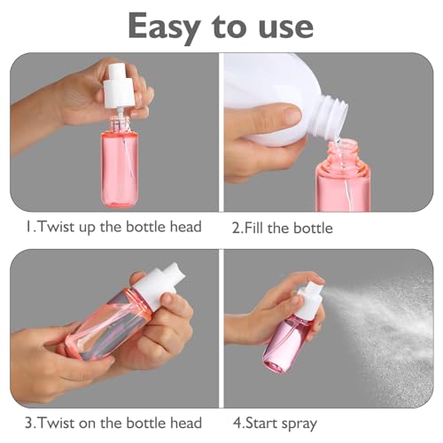 Travel Spray Bottle 1.35oz | Fine Mist Refillable Plastic Mist Sprayer