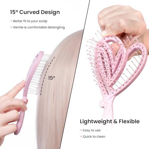 Biofriendly Heart-Shaped Mini Detangling Hair Brush - Travel Size