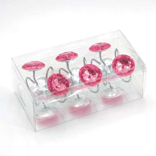 Gibelle Pink Crystal Diamond Shower Curtain Hooks - 12PCS