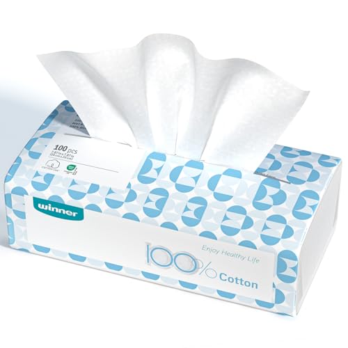 Winner 100% Cotton Disposable Face Towels - 100 Count Pack