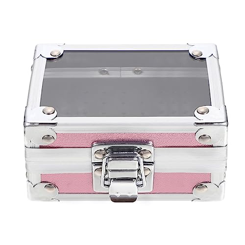 OLizee Nail Drill Bit Holder Case with 7 Drill Bits, Pink, 50-Hole Organizer