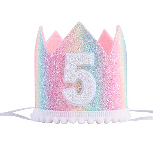 Baby 5th Birthday Rainbow Crown Hat - Soft Party Photo Prop