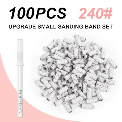 Rolybag 100pcs Zebra Sanding Bands for Nail Drill 240 Grit