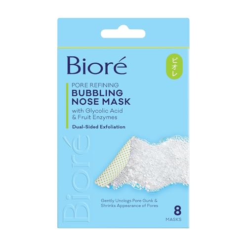 Bioré Pore Refining Bubbling Nose Mask with Glycolic Acid, 8 Ct