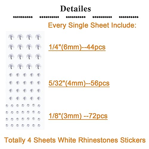 Self-Adhesive Face and Hair Gems - 4 Sheets of Rhinestones