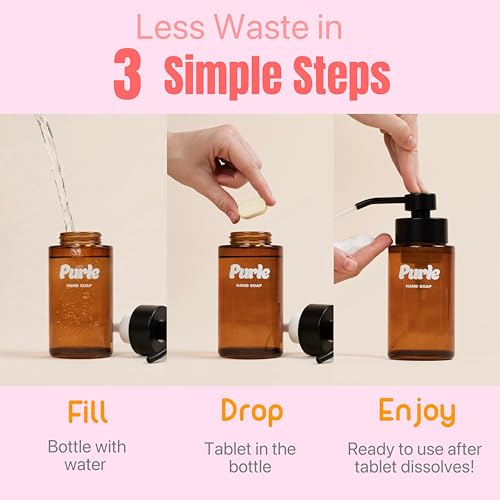 Purle Lemon Foaming Hand Soap Refill Tablets - Eco-Friendly, Reusable Dispenser, 12 Pack