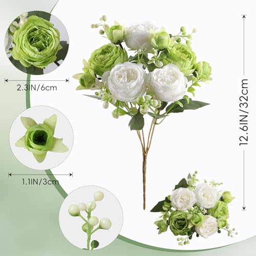 Silk Peony Artificial Flowers Bouquets - 2 Bunches for Home Decor