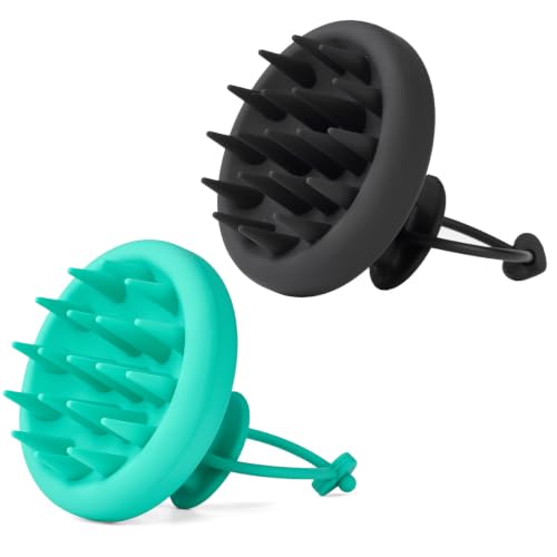 Yulume 2-Pack Black & Green Scalp Massager Shampoo Brush for Deep Cleansing & Hair Growth