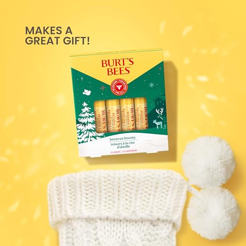 Burt's Bees Beeswax Lip Balm Set - Original 4-Pack with Peppermint, Holiday Gift