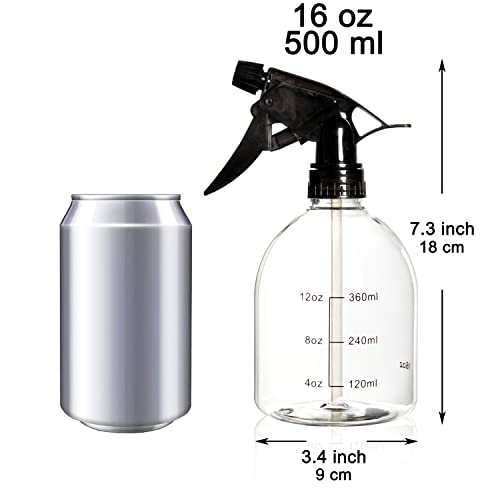 Youngever 6 Pack 16oz Empty Plastic Spray Bottles with Black Sprayer