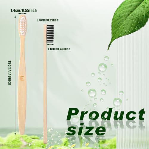 Sieral 60 Pcs Bamboo Toothbrush Bulk Set, Soft Bristles, Letter Marked 19cm