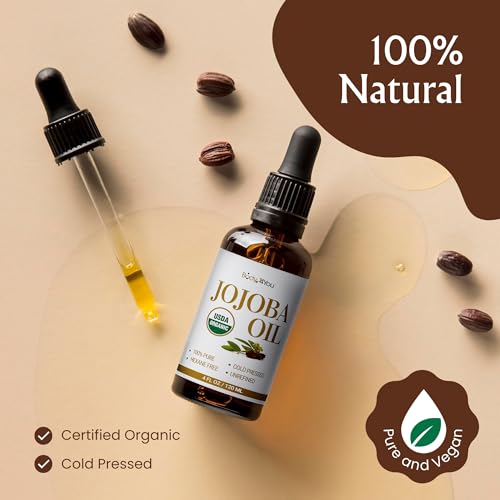 Organic Golden Jojoba Oil - 100% Pure Cold Pressed for Hair & Skin - 4 Fl Oz