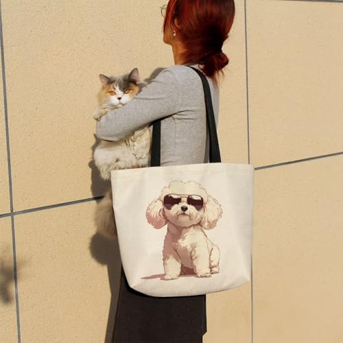 Bichon Frise Tote Bag - Cute Reusable Grocery Shoulder Bag
