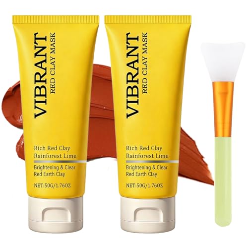 Afalin Red Clay Face Mask Set with Silicone Brush - Pore Cleansing Mud Mask