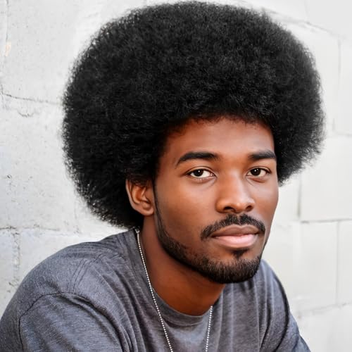 Black Afro Wig for Men & Women - 70s Disco Kinky Curly Costume