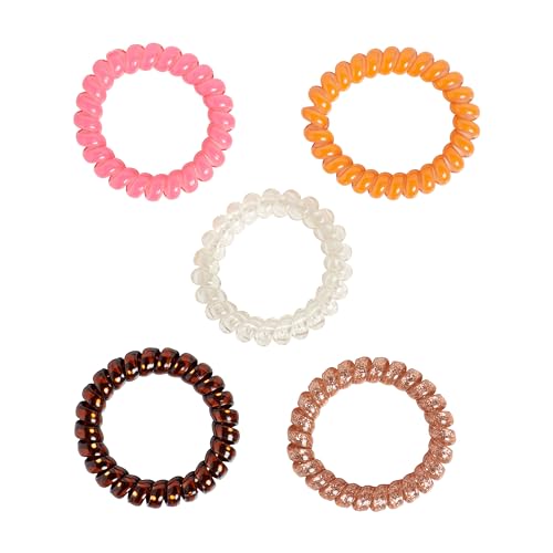 Goody Dentless Spiral Hair Ties - 5 Pack, Warm Tones for Medium-Thick Hair
