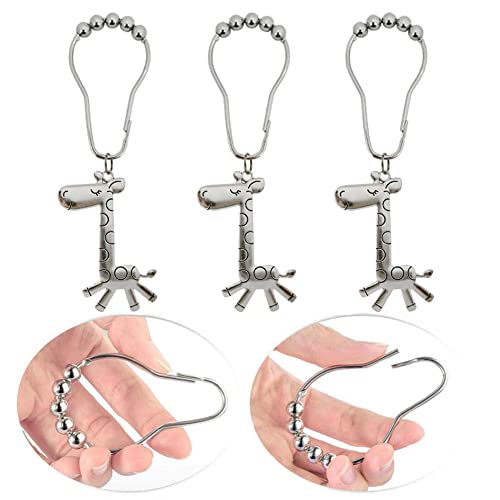 Giraffe Shower Curtain Hooks - Rust Proof Stainless Steel Set of 12