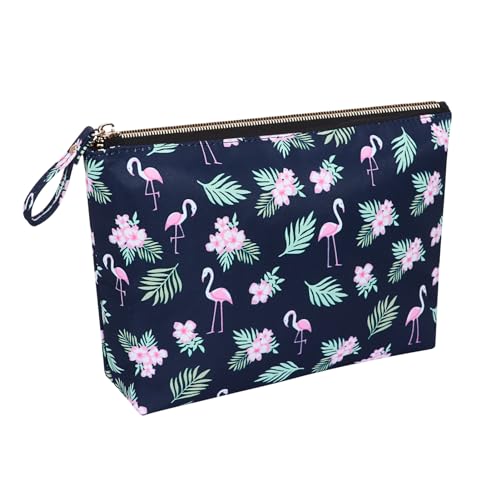 Flamingo Zippered Makeup Bag - Travel Cosmetic Pouch for Women