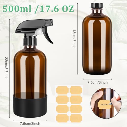 Amber Glass Spray Bottles 3 Pack | 17 oz | BELICOO