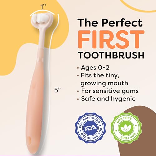 Trueocity Baby Toothbrush for 6-12 Months - Extra Soft 3-Sided Design