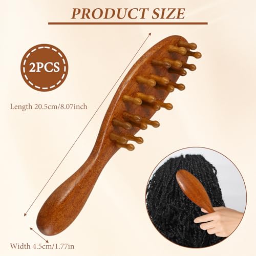 Giococo Wooden Loc Brush for Dreads - 2 Pack Scalp Massage Wide Tooth Comb